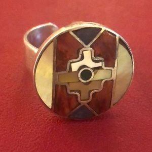 Sterling Silver American SouthWest Ring marked 950